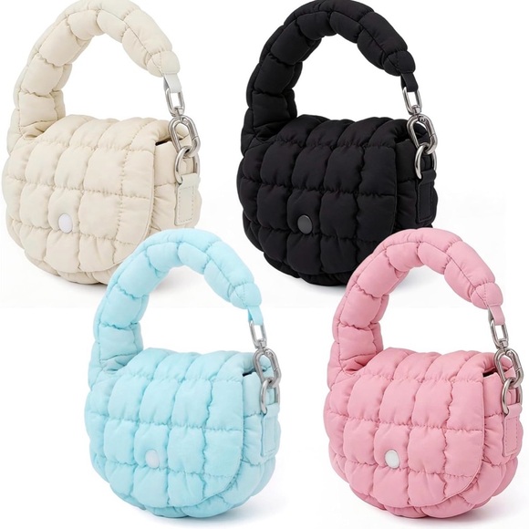 JRock Originals™️ Handbags - NEW Quilted Puffer Mini Shoulder Bag Charms. 2 LEFT. Light Cream, Coral Pink